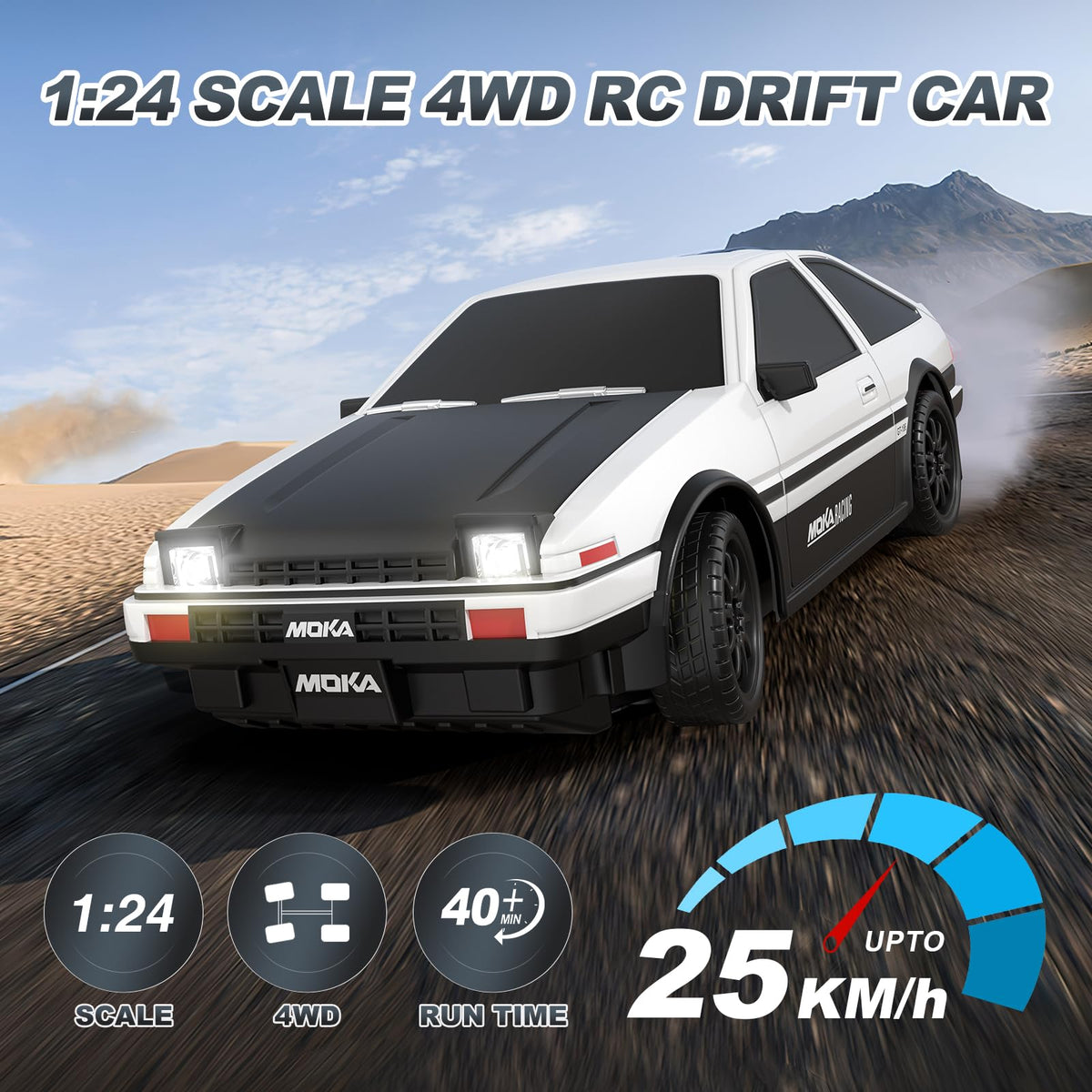 SEDITY RC Drift Car 1:24 side profile highlights compact body and durable ABS shell