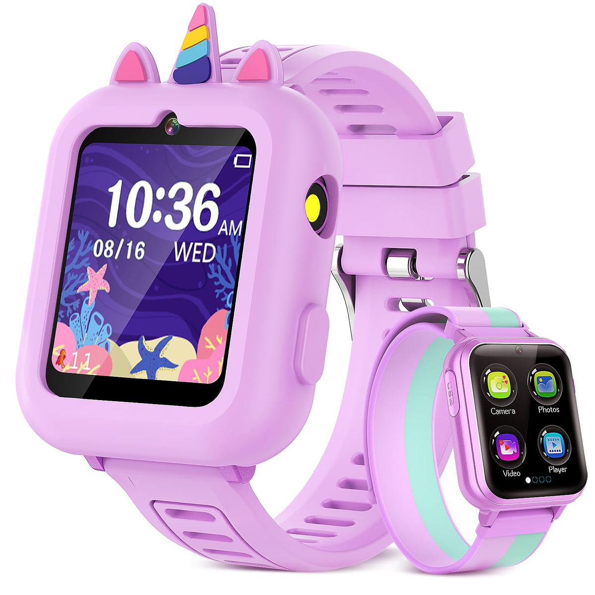 Sedzofan Kids Smart Watch front view showing durable design for active play.