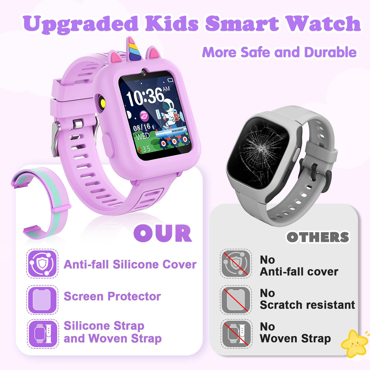 Sedzofan Kids Smart Watch games menu offering engaging activities for learning.