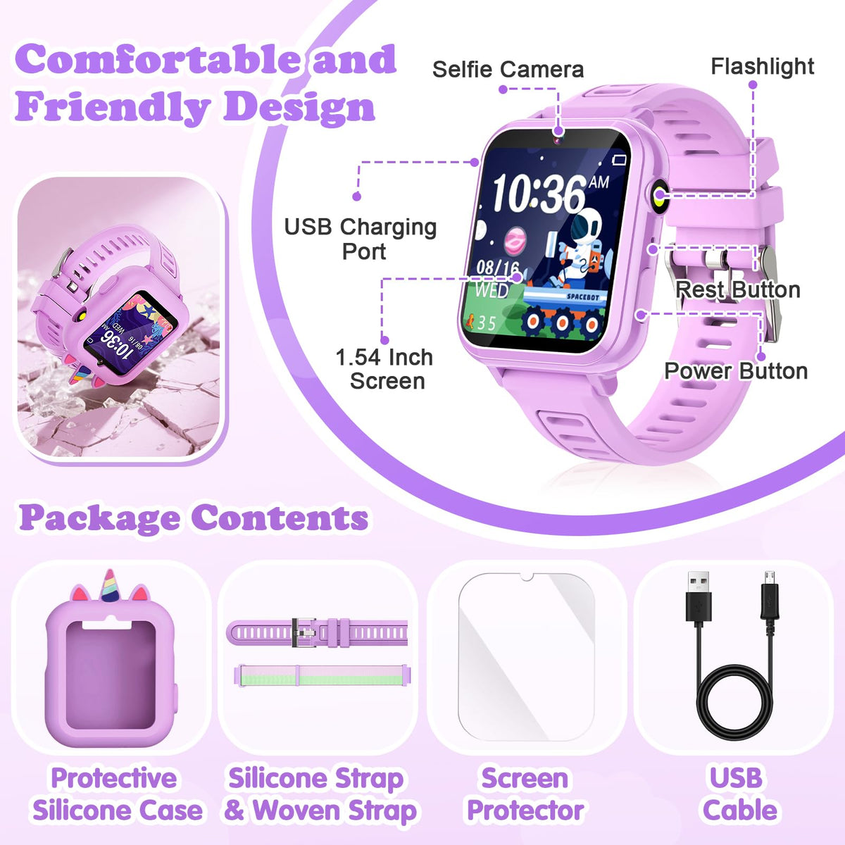 Sedzofan Kids Smart Watch touch screen for intuitive navigation.
