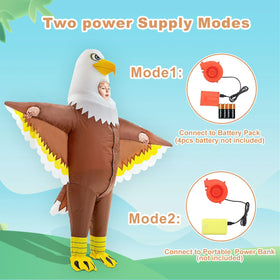Seeds of Light Eagle Inflatable Costume packaged contents including fan and battery box