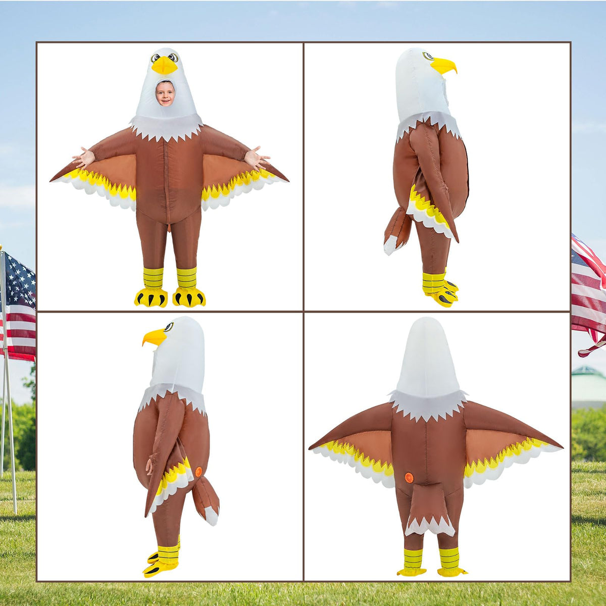 Seeds of Light Eagle Inflatable Costume wearer in motion for dynamic photos