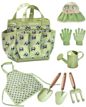 Seedypop 8-piece artisan garden tools set for kids, durable and easy to grip