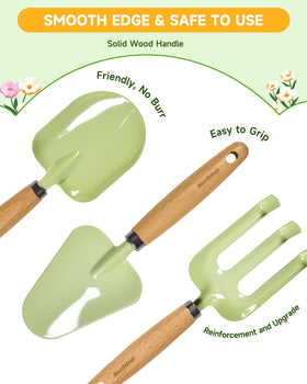 Seedypop green-coated metal heads stay sharp and sturdy for digging and planting