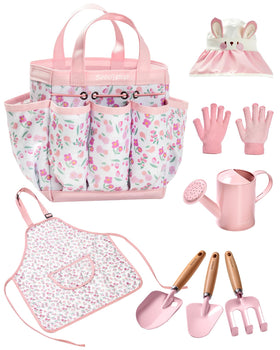 Seedypop 8-piece kids gardening tool set displayed for backyard exploration.