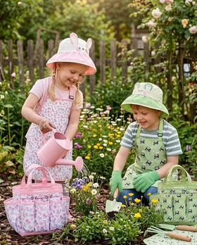 Seedypop panda apron keeps clothes clean while kids explore soil and seeds