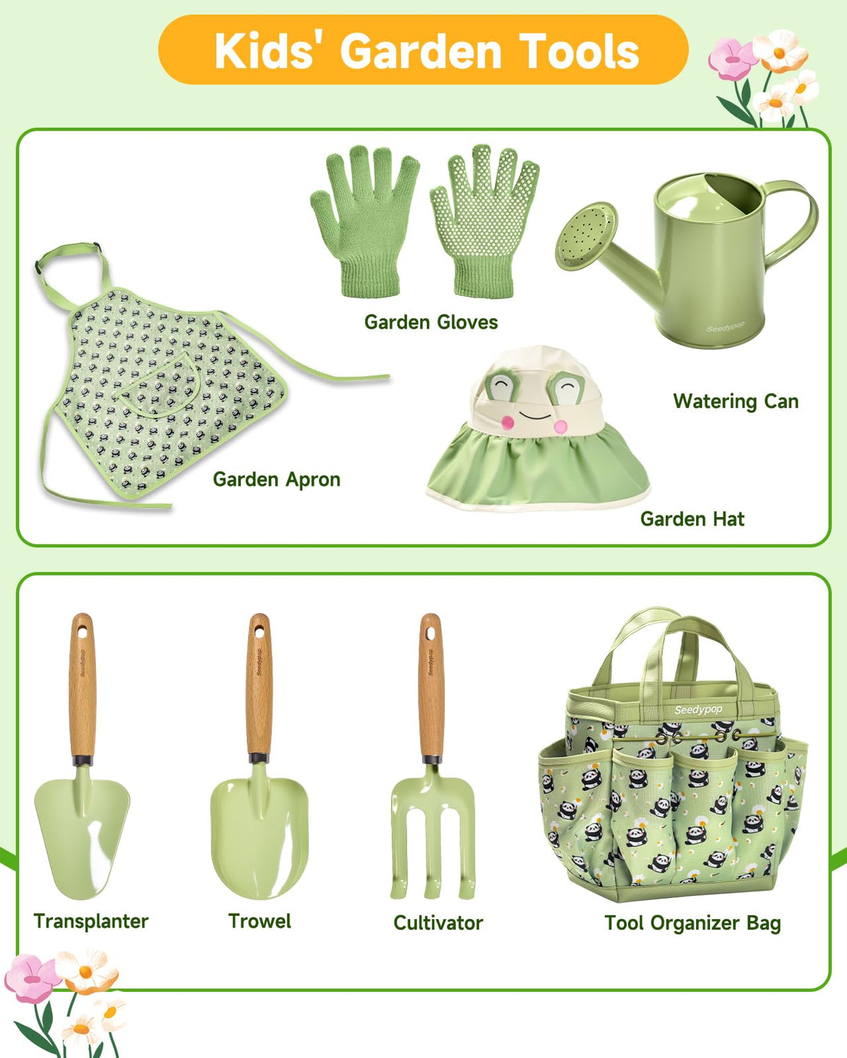 Seedypop real wood handles provide warm feel and comfy grip for small hands