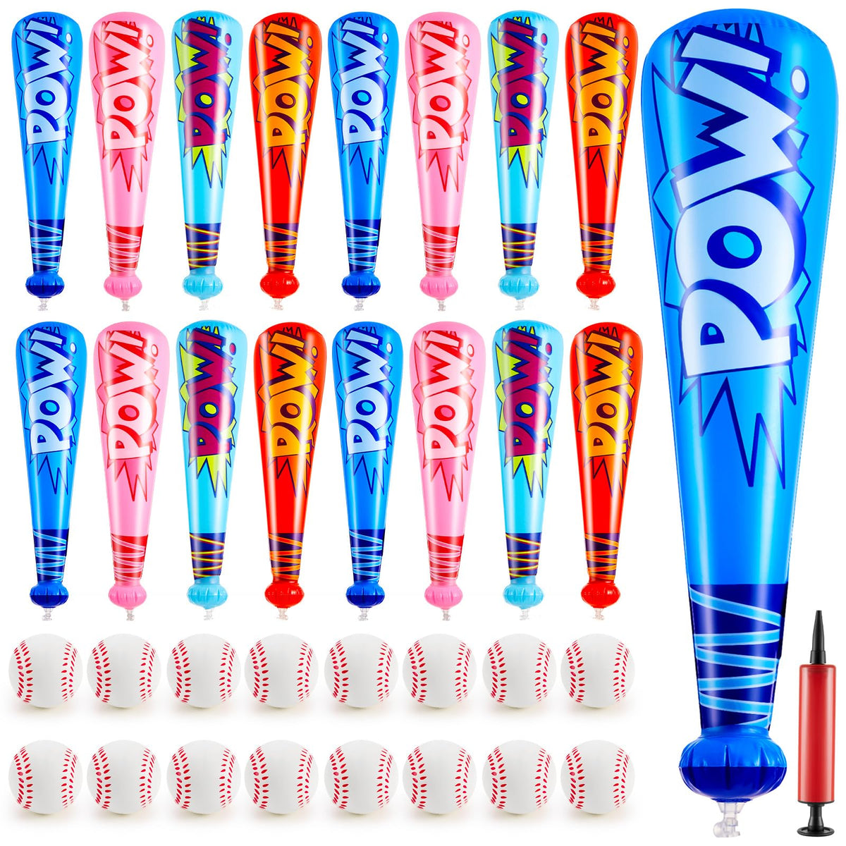Seematn blue inflatable baseball bats set, durable play gear for outdoor games.