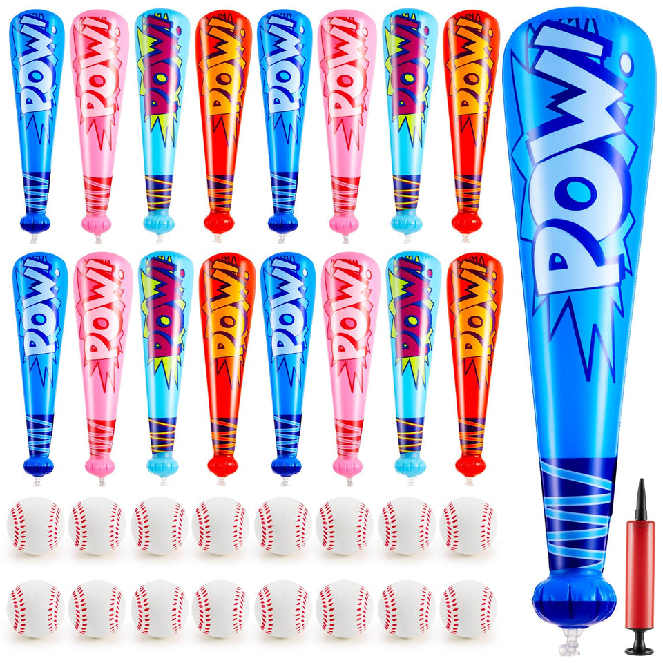 Seematn blue inflatable baseball bats set, durable play gear for outdoor games.