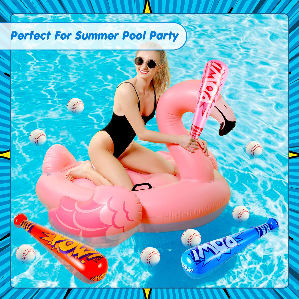 Seematn bright red inflatable baseball bats, easy storage after deflation.