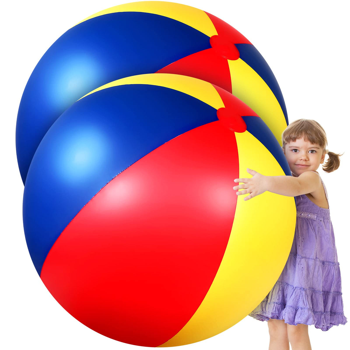 Seematn giant 40-inch rainbow beach ball for outdoor fun.