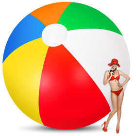 Seematn giant rainbow beach ball inflates to 90 inches for large pool games