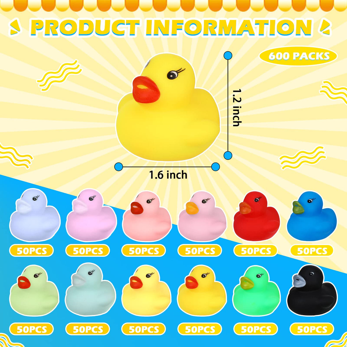 Seematn mini rubber duck floating toy with bright colors for bath time fun