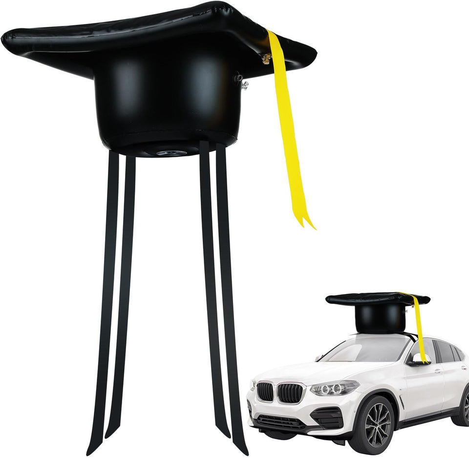 Seenelling 20-inch graduation cap inflated on car roof for parade visibility