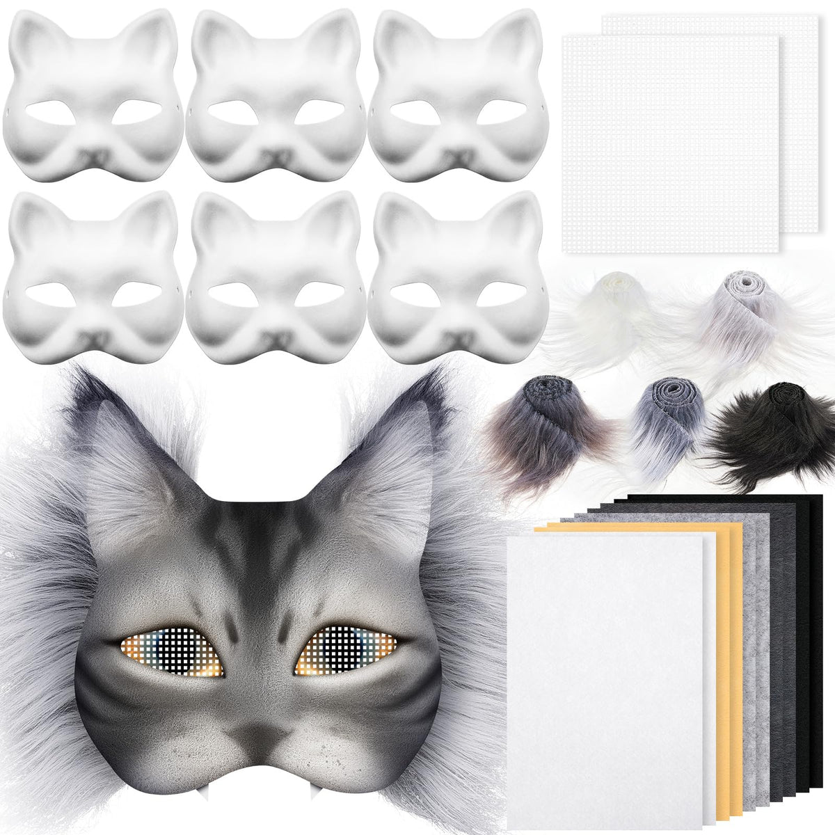 Seenelling blank cat therian mask ready for coloring and customization.