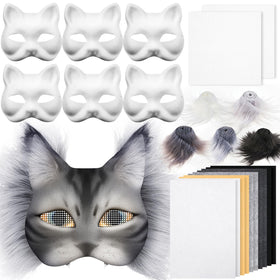 Seenelling blank cat therian mask ready for coloring and customization.