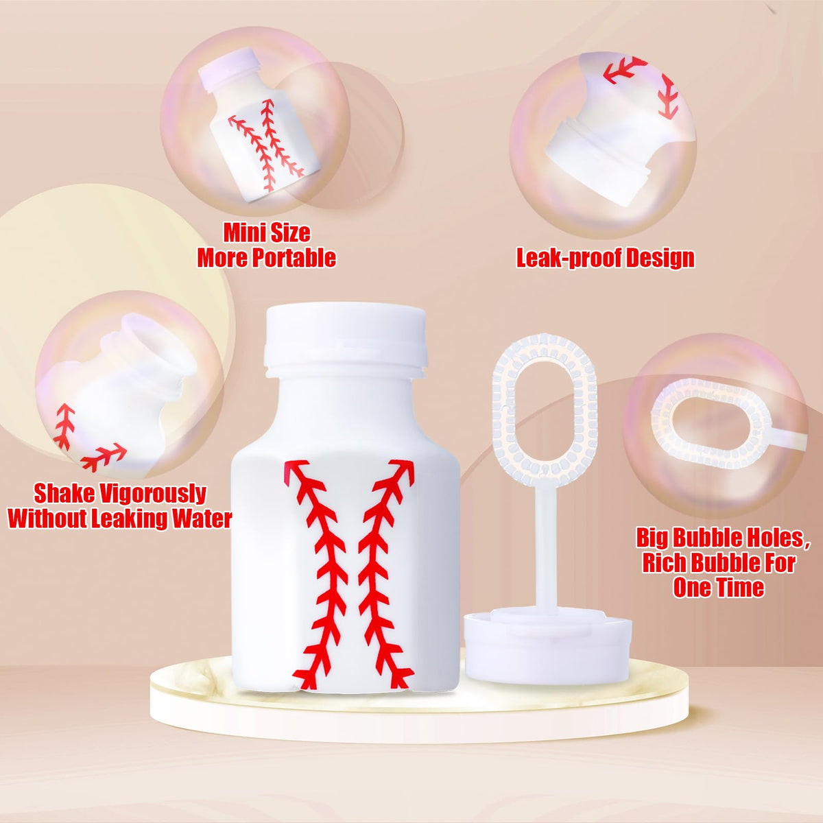 Seenelling bubbles in action created by a three-hole wand for varied bubble sizes.