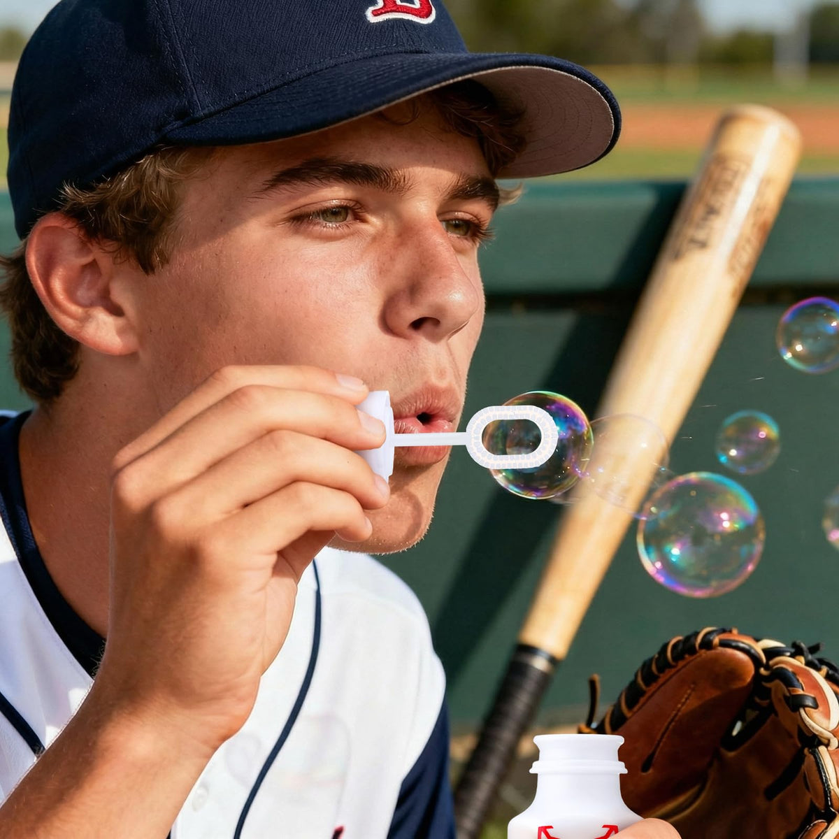 Seenelling party favors bags featuring baseball bubbles ready for gifting.
