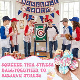 Seenelling baseball-themed ice cream ball decor adds color and tactile engagement to parties