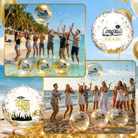 Seenelling beach-pool grad ball decor perfect for photos and festive mood.
