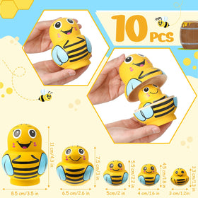 Seenelling bee nesting dolls interior doll open reveals continued layers for exploration.