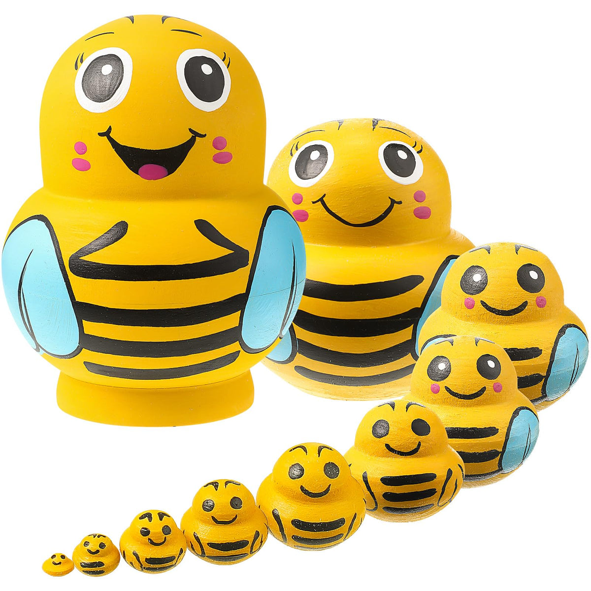 Seenelling bee nesting dolls outermost doll, ideal centerpiece for holiday decor.