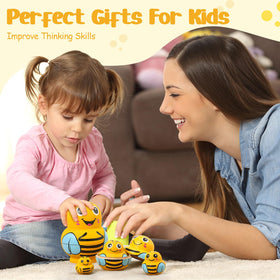 Seenelling bee nesting dolls on display, perfect table decor and conversation piece.