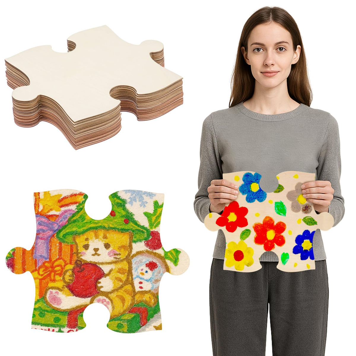 Seenelling blank puzzle piece 8x10 inch with smooth surface ready for art.