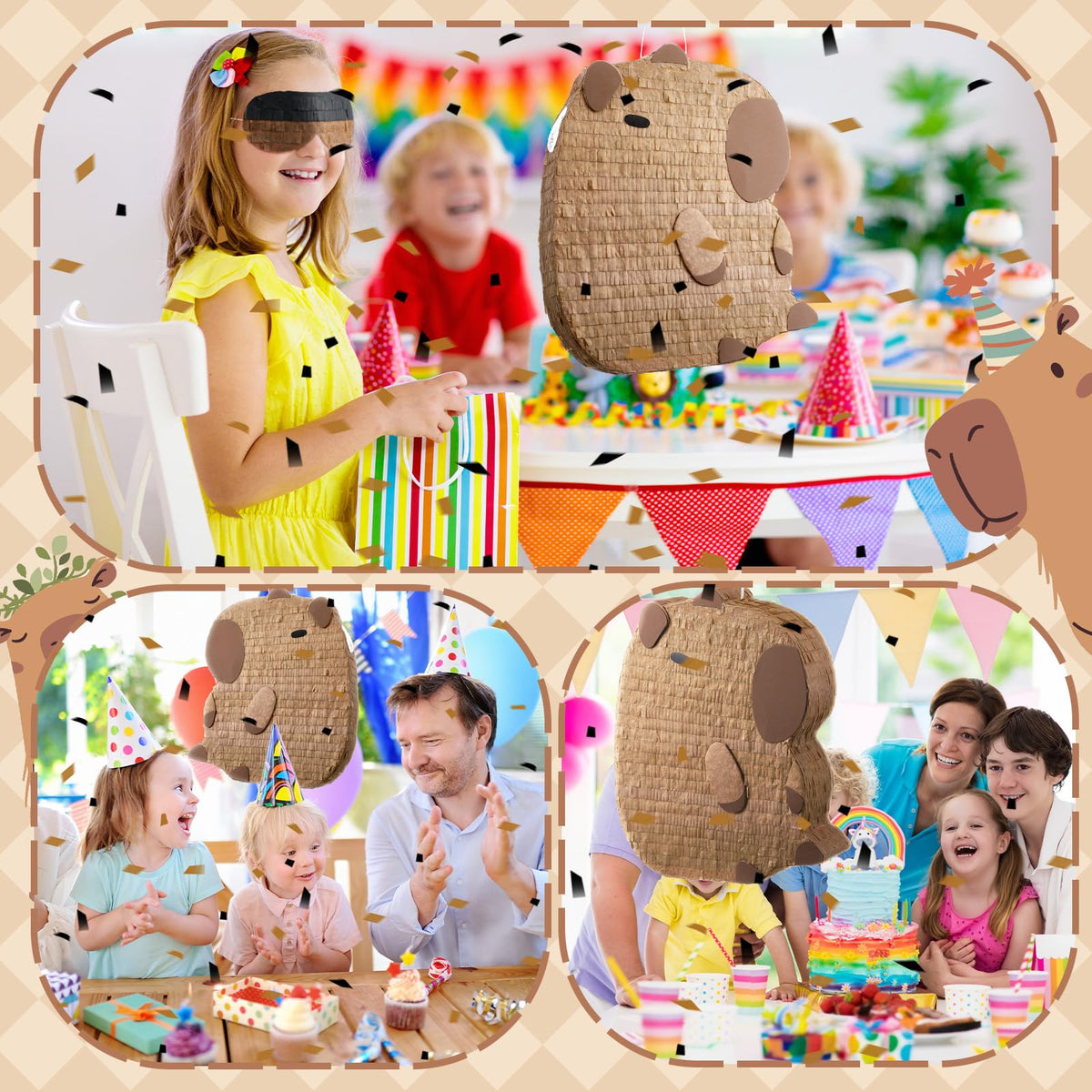Seenelling Capybara Pinata centerpiece creates a playful focal point for celebrations.