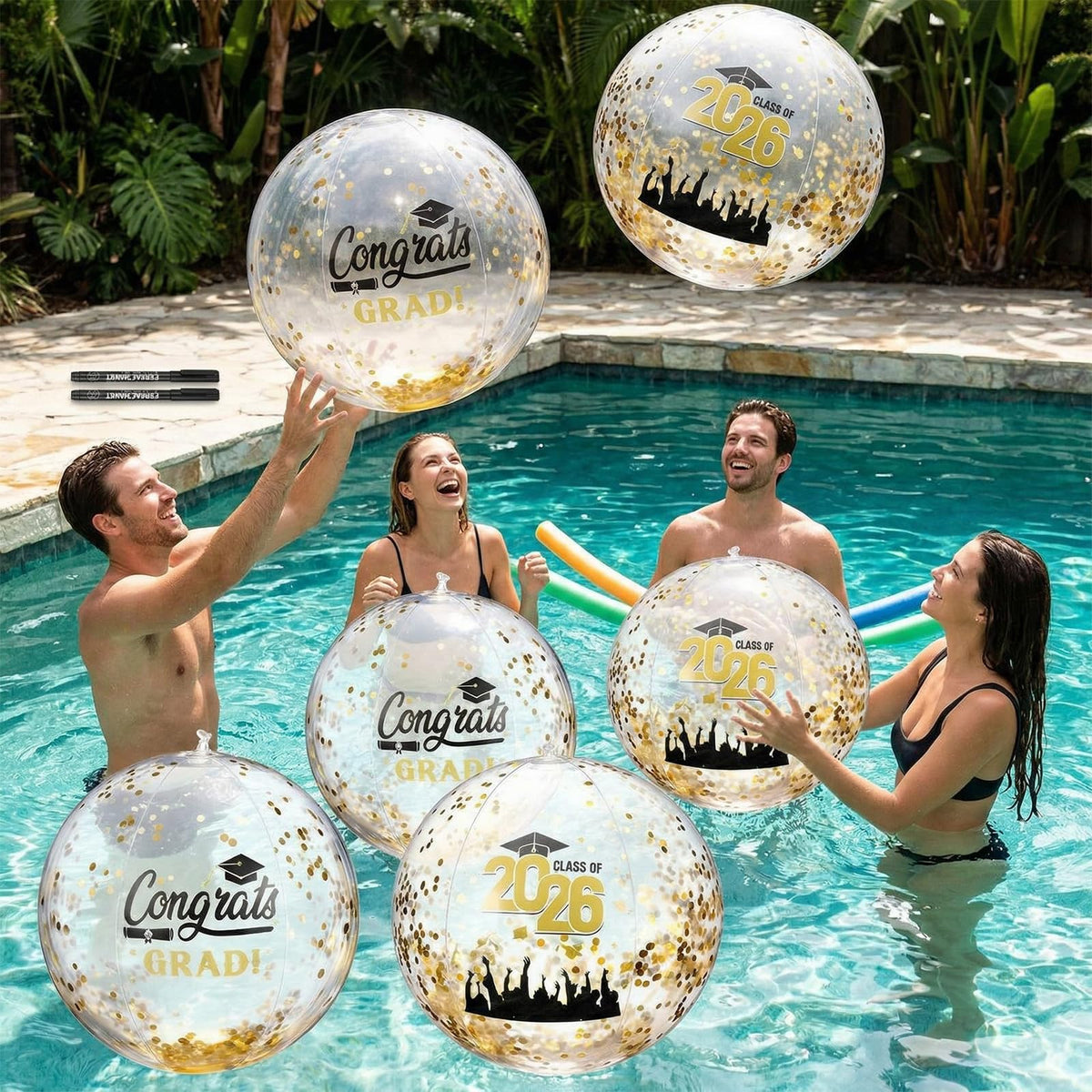 Seenelling Class of 2026 graduation ball with glitter for standout party decor and photos.