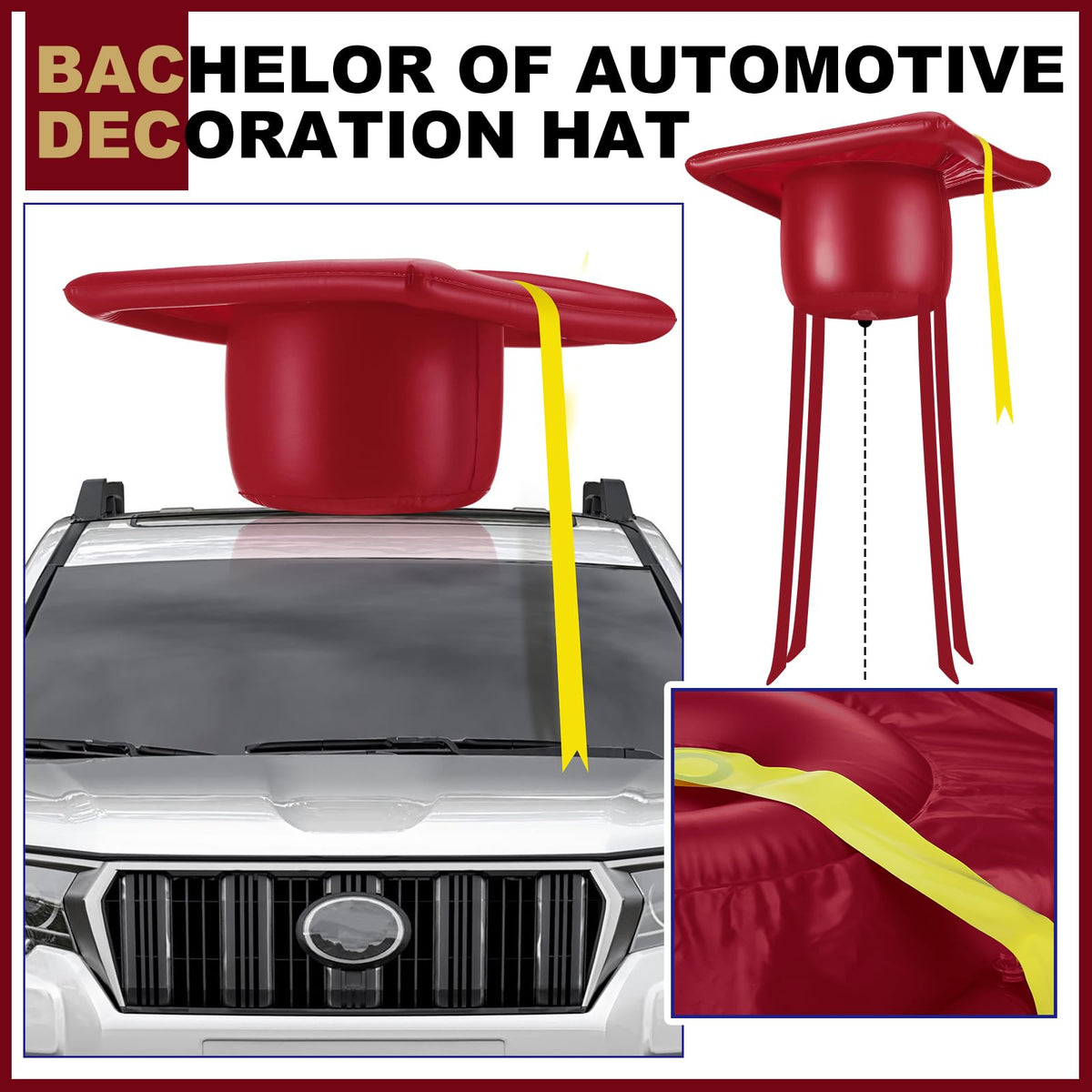 Seenelling Class of 2026 inflatable cap for car roof boosts parade visibility.