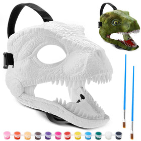 Seenelling dino mask kit front view with blank masks ready for painting