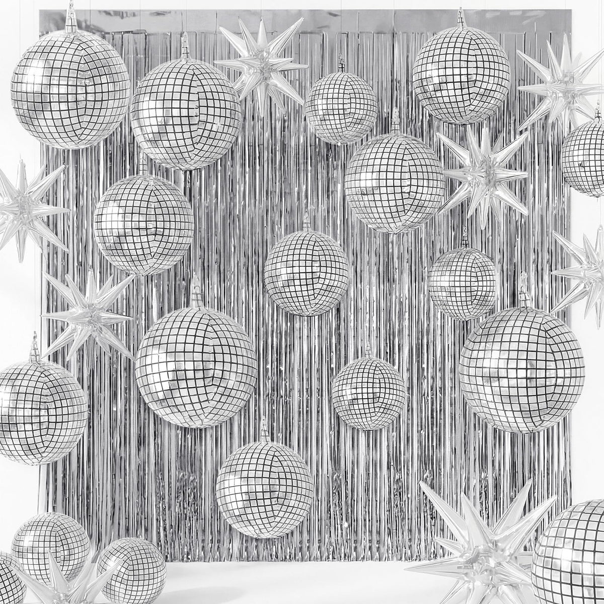 Seenelling disco-ball-22in-silver balloon adds shimmering retro vibe for parties