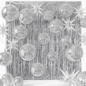 Seenelling disco-ball-22in-silver balloon adds shimmering retro vibe for parties
