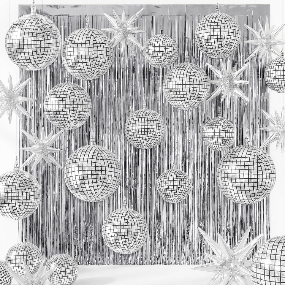 Seenelling disco-ball-22in-silver balloon adds shimmering retro vibe for parties