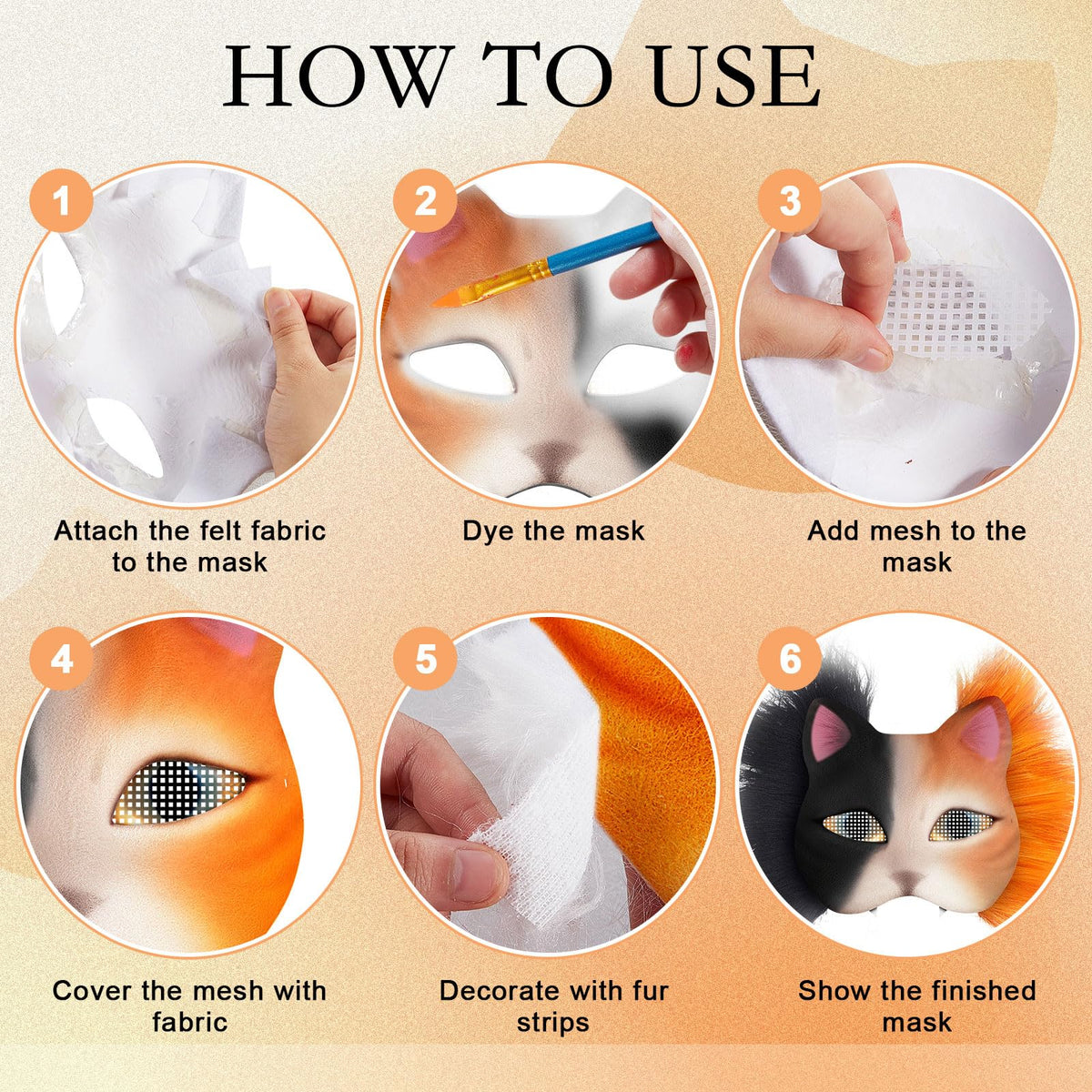 Seenelling Therian mask kit: blank cat mask ideal for DIY styling and personalization.