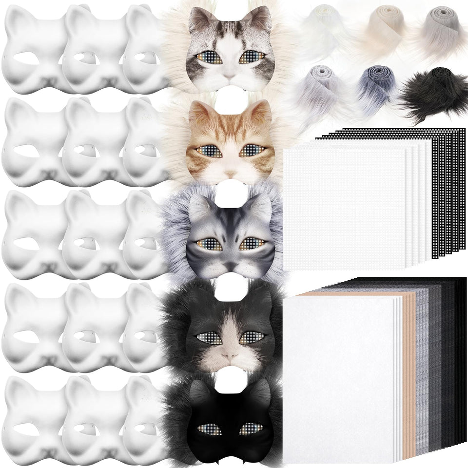 Seenelling DIY Therian Mask Kit cat mask for personalized painting and costume design