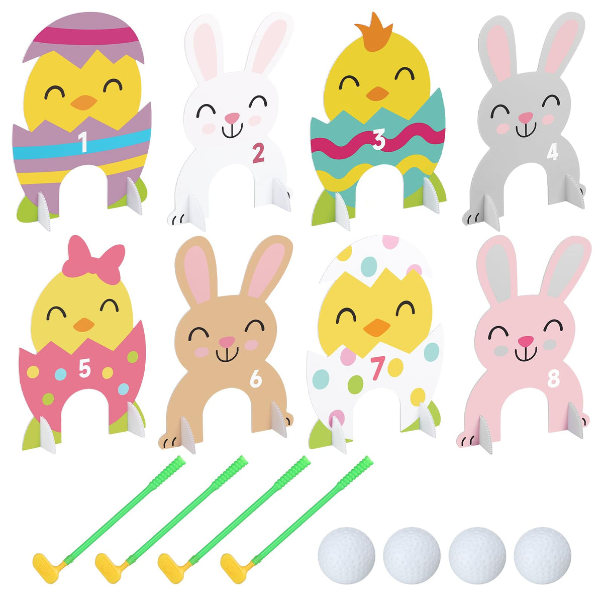 Seenelling Easter golf set 8 greens with bunny designs for festive backyard play