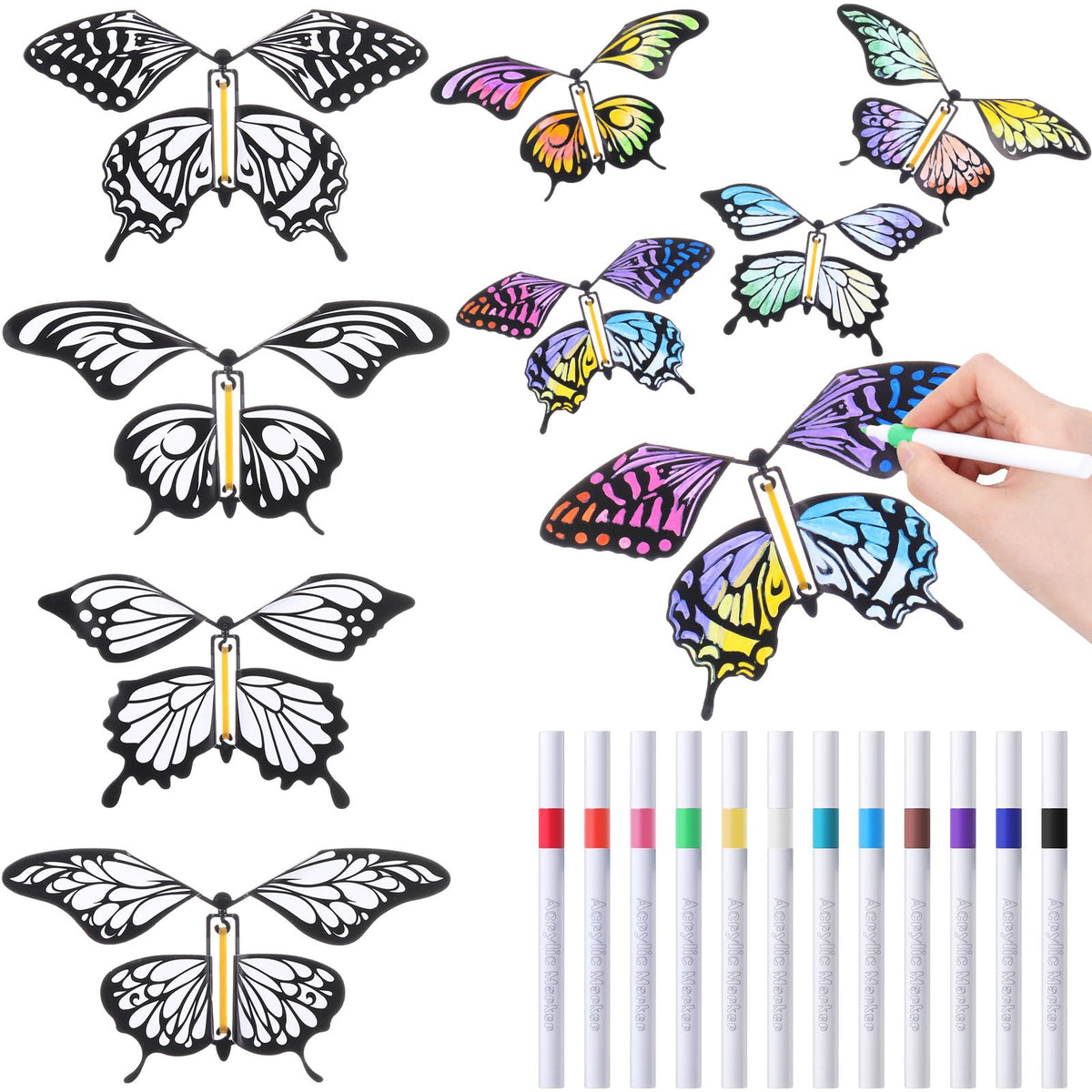 Seenelling flying butterflies: 32 white butterflies for hands on crafts and party décor.