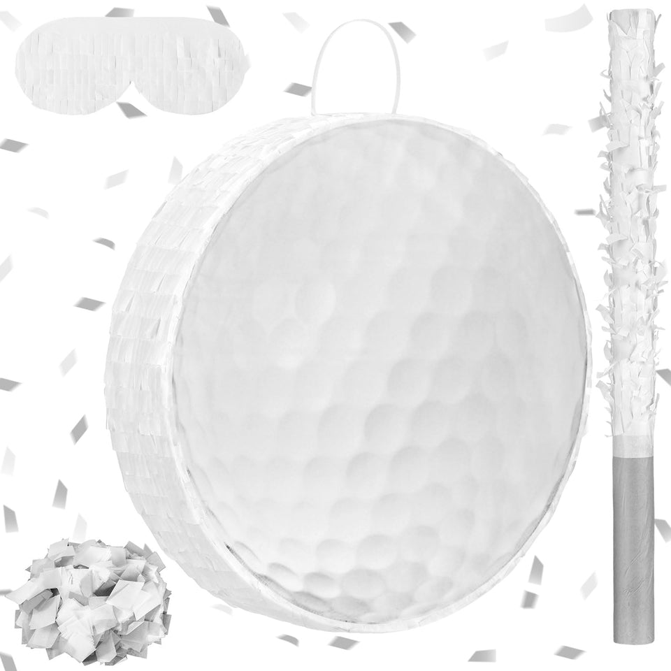 Seenelling golf ball piñata front view for a sporty party centerpiece.