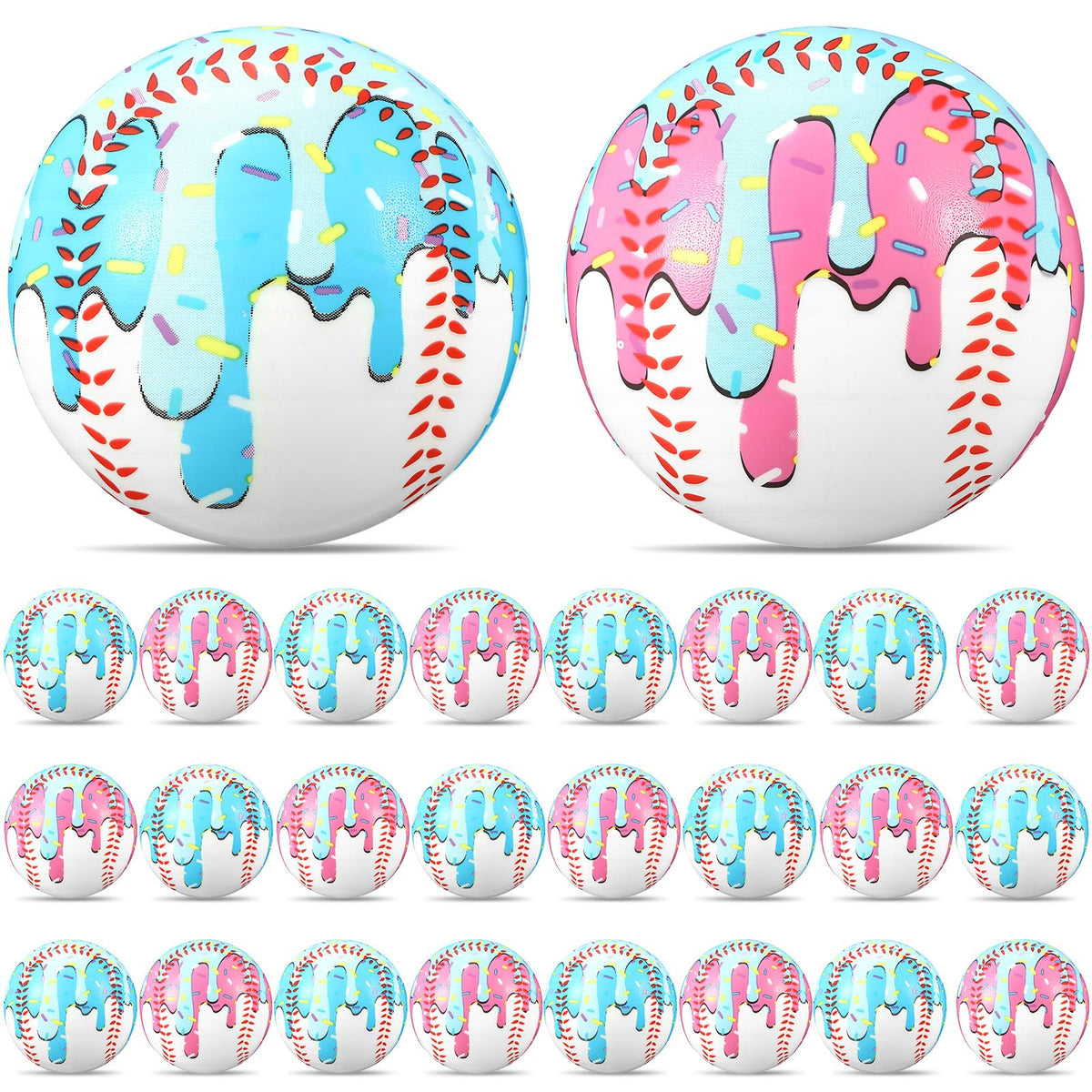 Seenelling ice cream drip baseball stress ball pink with sprinkles for party-friendly stress relief
