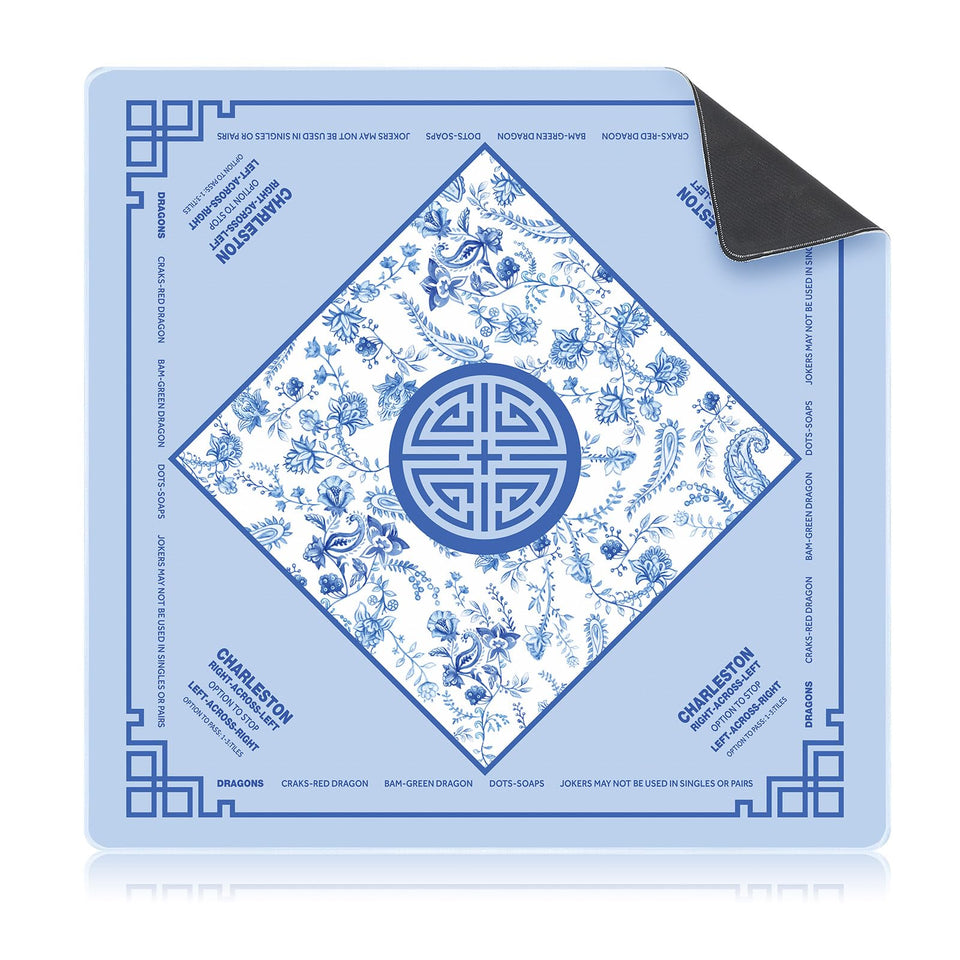 Seenelling Mahjong Mat blue 22x22 for stylish, smooth tile handling