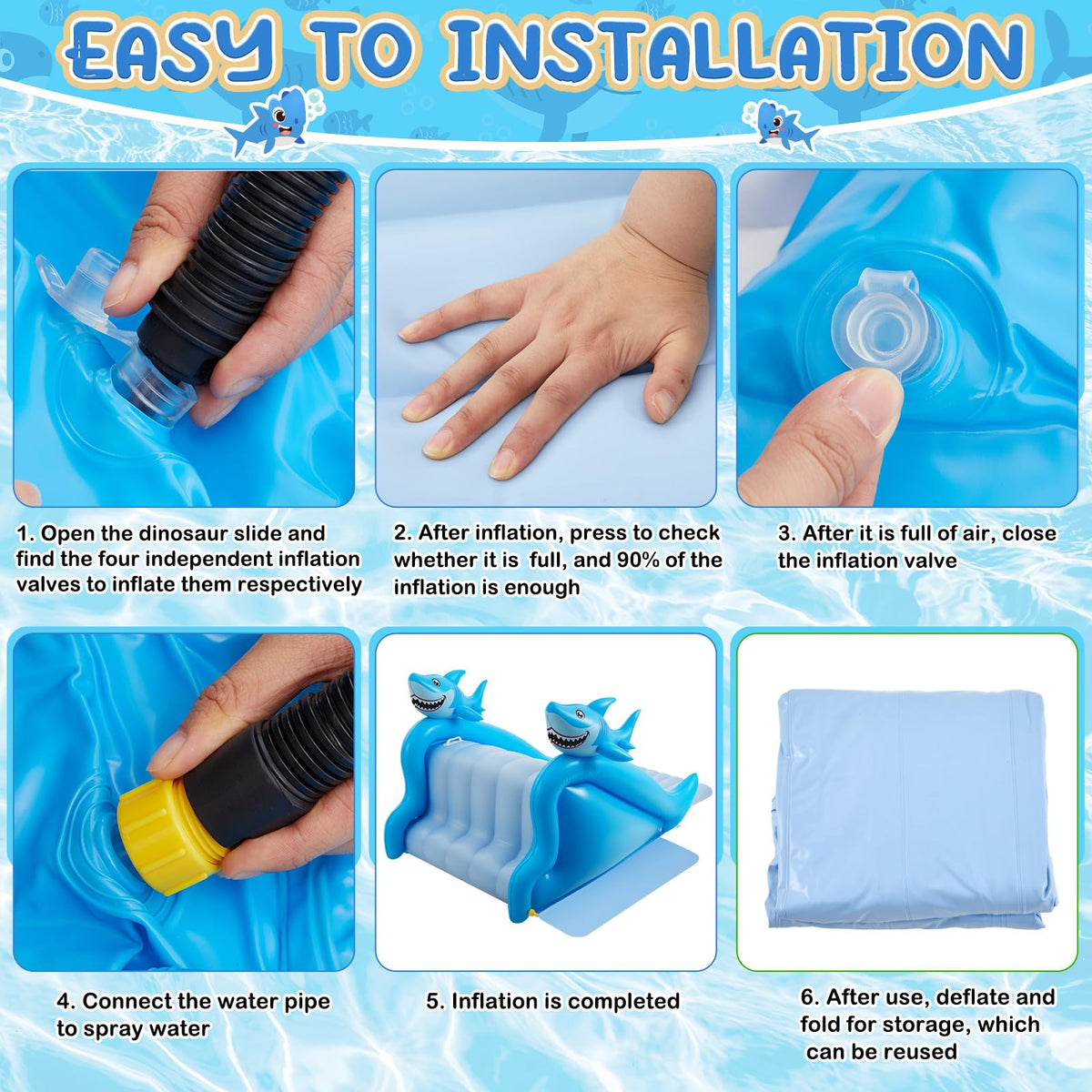 Seenelling inflatable pool slide suitable for above-ground pools on sturdy platforms