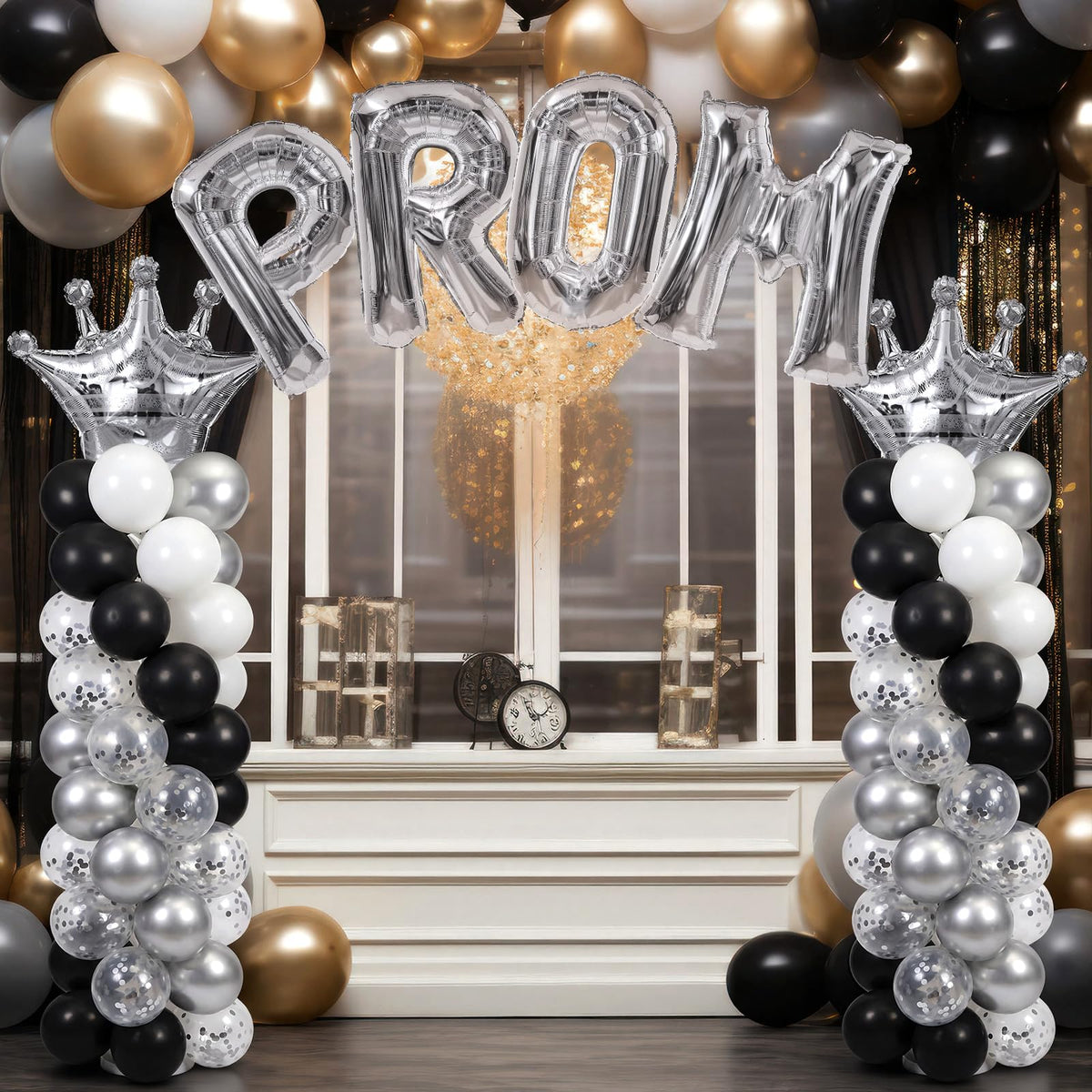 Seenelling Prom Decorations 2026 balloon columns create a bold prom centerpiece.