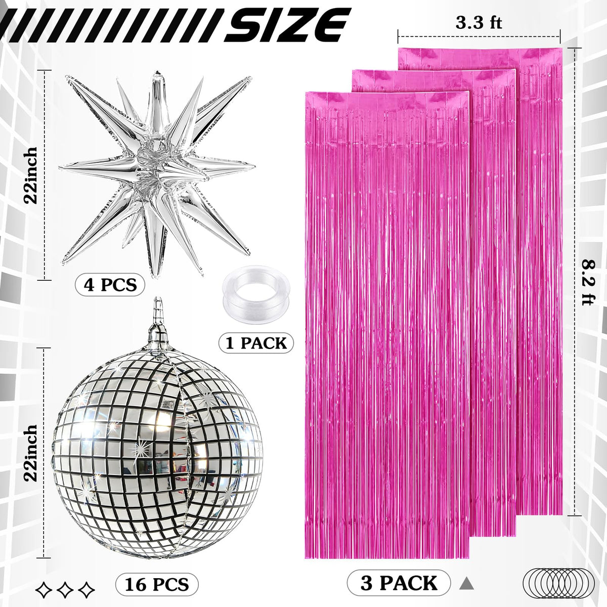 Seenelling rose-red tinsel curtain backdrop adds dramatic backdrop for entrances.
