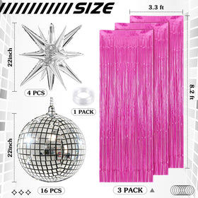 Seenelling rose-red tinsel curtain backdrop adds dramatic backdrop for entrances.