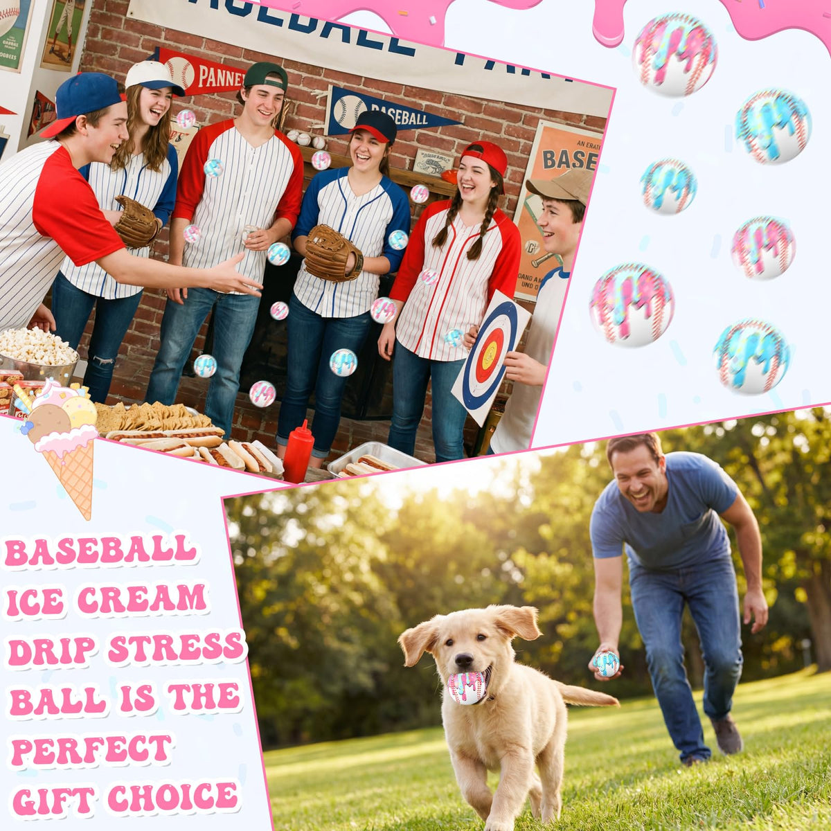 Seenelling ice cream drip stress ball versatile gift for sports and dessert lovers