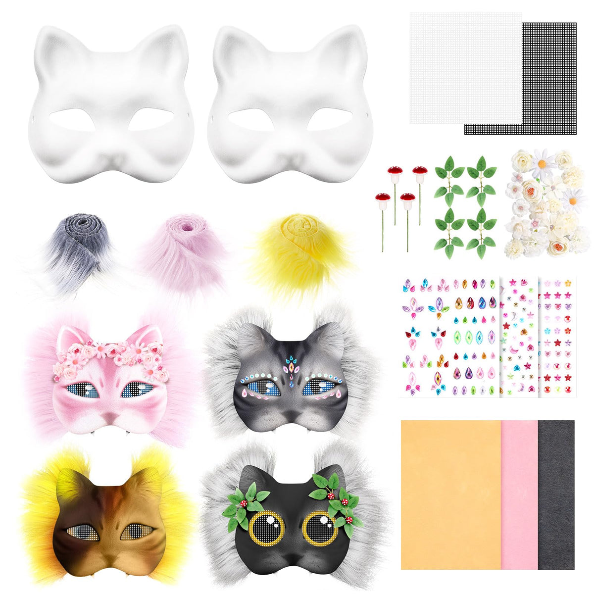 Seenelling Therian mask kit with cat blank mask ready for customization