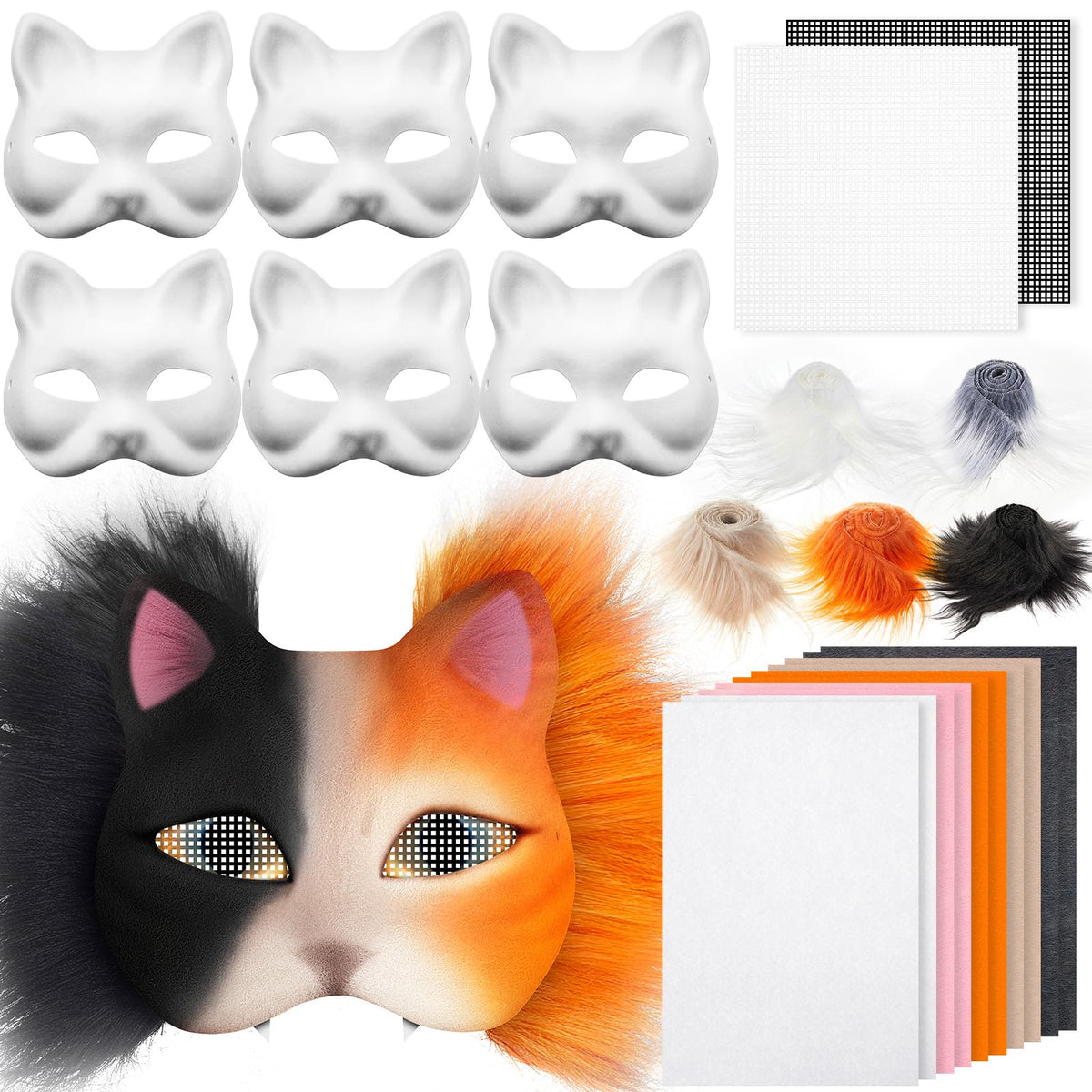 Seenelling Therian mask kit: blank cat mask for easy DIY coloring.