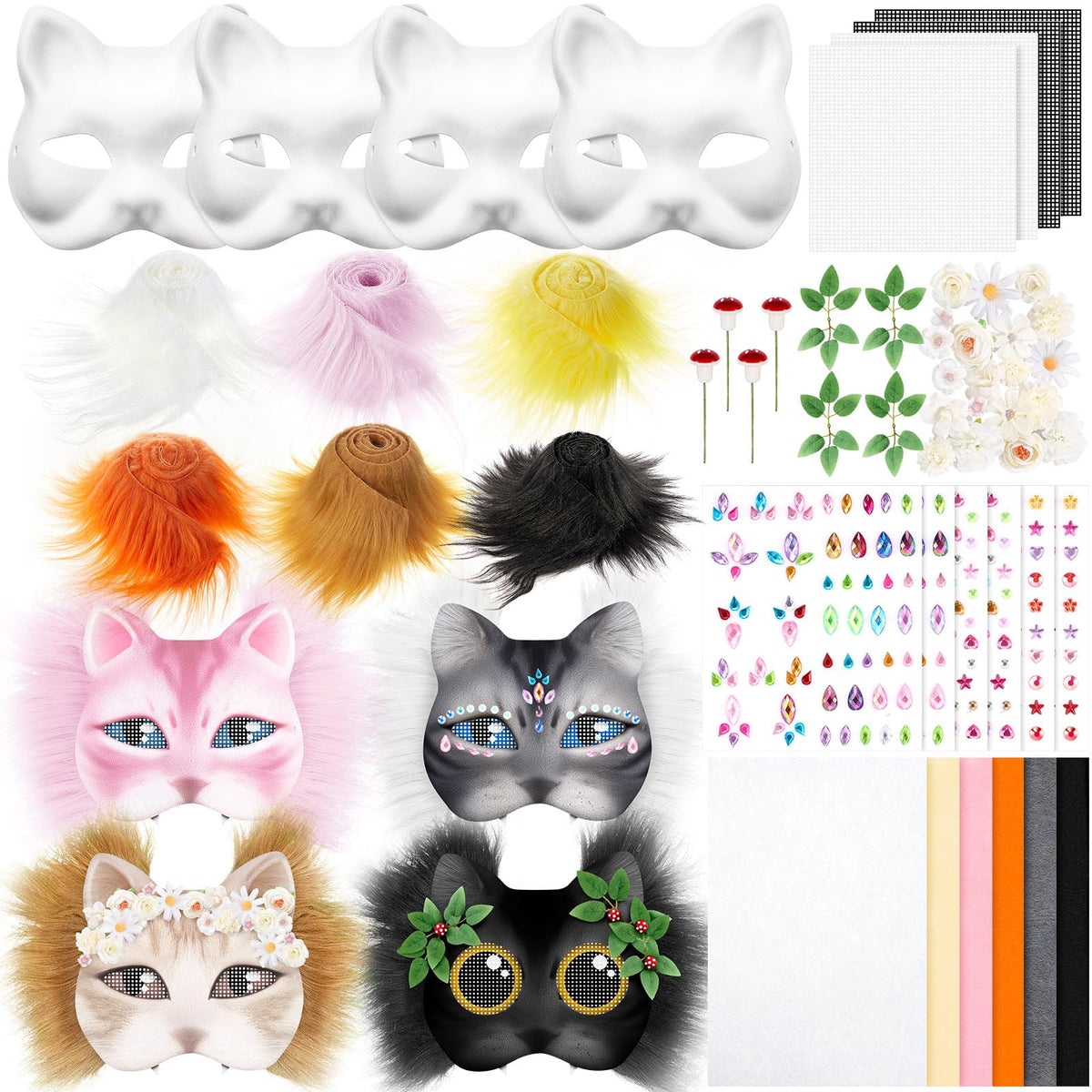 Seenelling Therian mask kit: blank white cat mask for DIY customization.